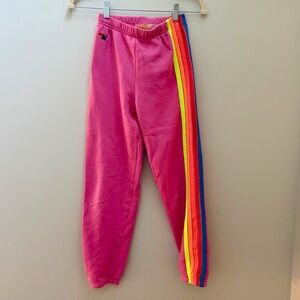 Aviator Nation Kids Hot Pink Joggers with Neon Stripes Size 14